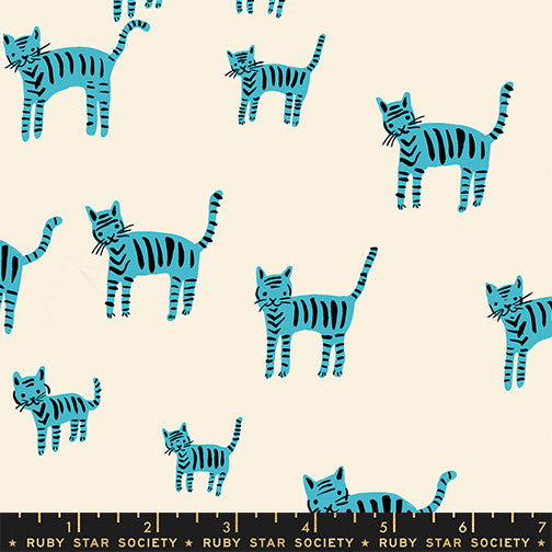 PREORDER Catnap || Tiger Stripes Turquoise || Cotton Quilting Fabric