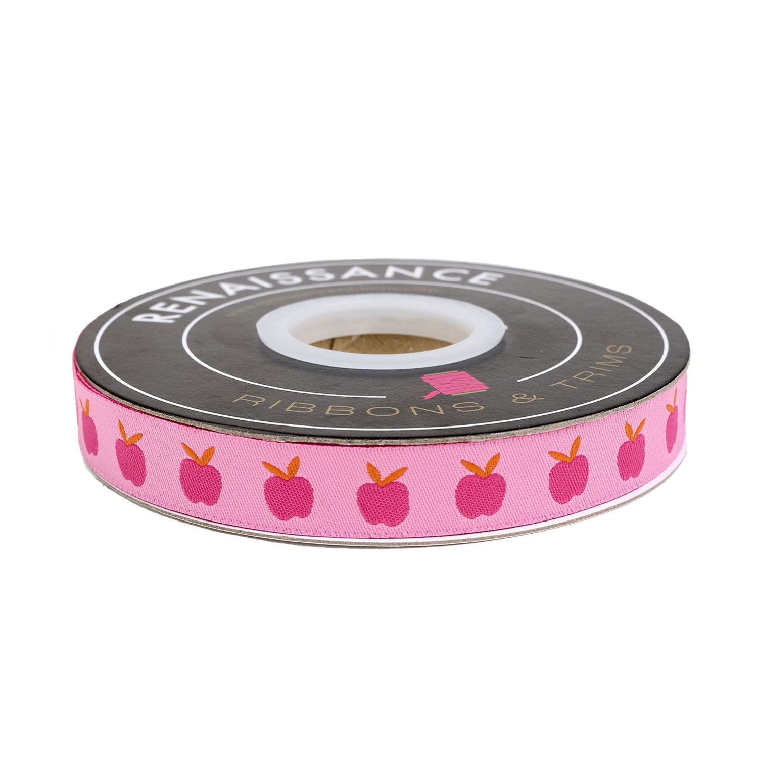 PREORDER Designer Renaissance Ribbons: Apples Pink 5/8" BTY