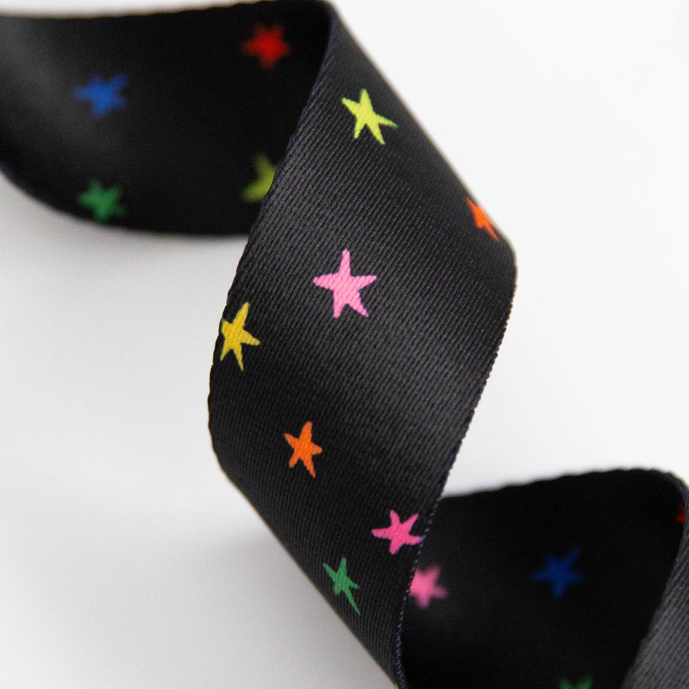 PREORDER 1.5" Starry Webbing || Vivid Rainbow on Black || Stitch Supply Co. || Half Yard