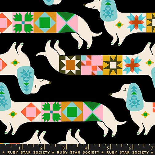 PREORDER 1-800-Notion || Quilty Dog Soft Black || Cotton Quilting Fabric