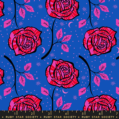 PREORDER Ink Shop || Ink Rose Blue Ribbon || Cotton Quilting Fabric