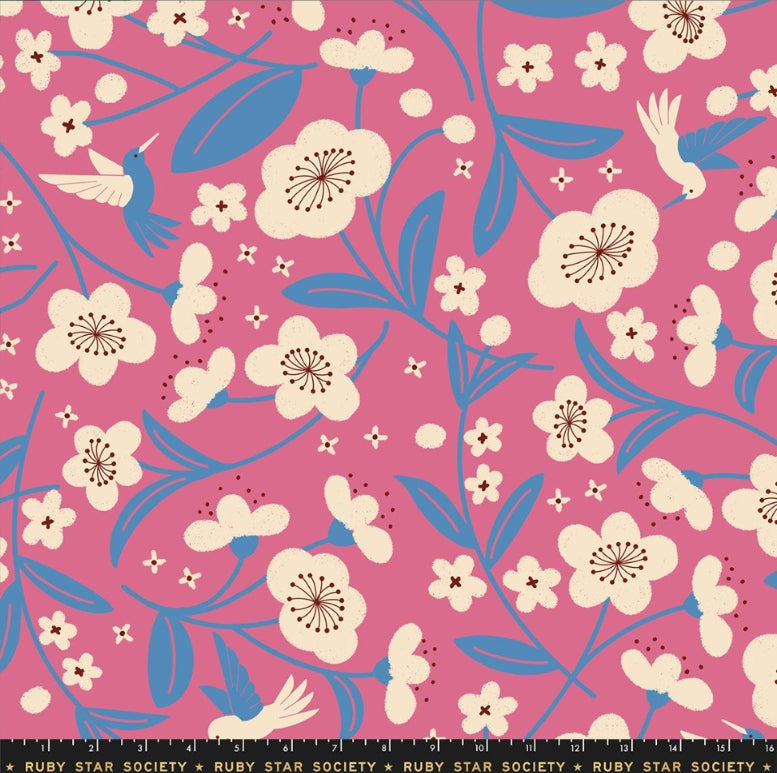 PREORDER Persimmon || Blossoms Hibiscus || 108" Cotton Quilting Fabric HALF YARD