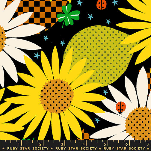 PREORDER Daisy Days || Daisy Days Black || Cotton Quilting Fabric