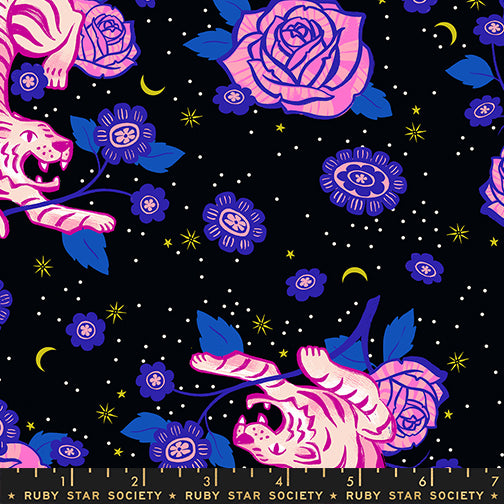 PREORDER Ink Shop || Tiger Rose Black || Cotton Quilting Fabric