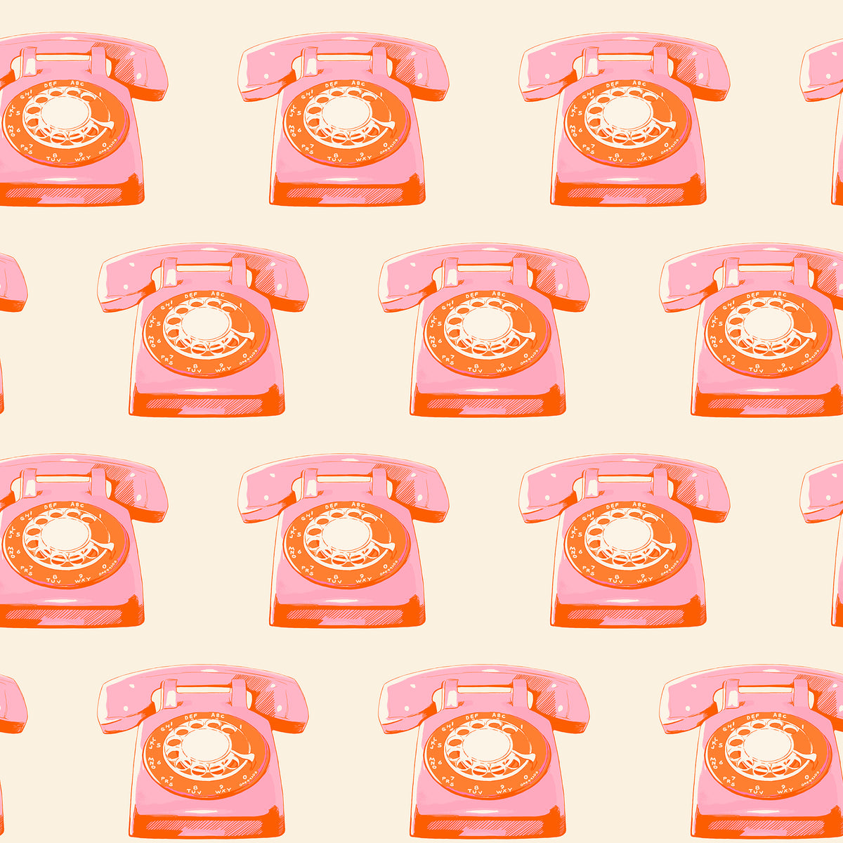 PREORDER Sparkle Mart || Telephones Natural || Cotton Quilting Fabric