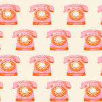 PREORDER Sparkle Mart || Telephones Natural || Cotton Quilting Fabric