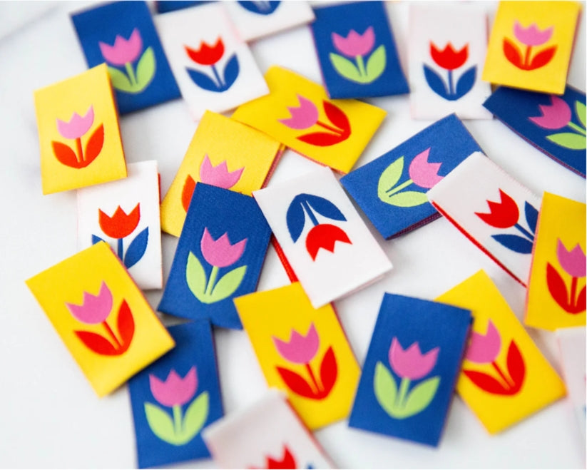 Tulips || Woven Labels || 6 Pack || Knot & Thread