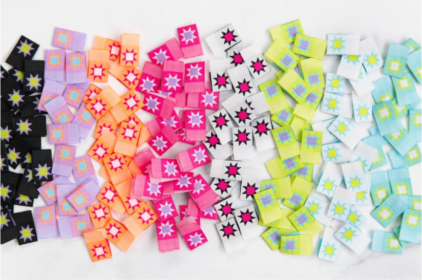 Colorful Sawtooth Stars || Woven Labels || 8 Pack || Knot & Thread