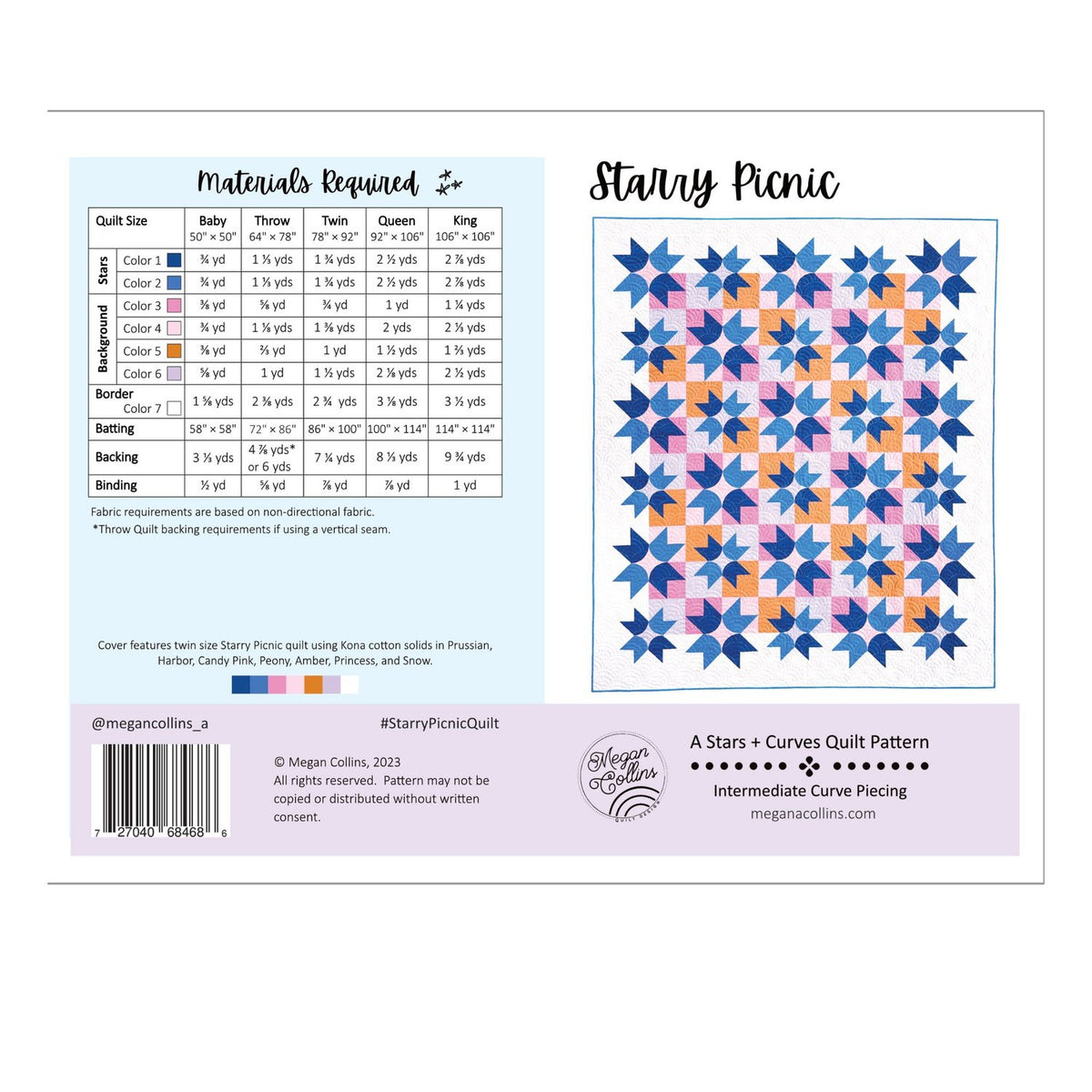 Starry Picnic Quilt Pattern- Printed