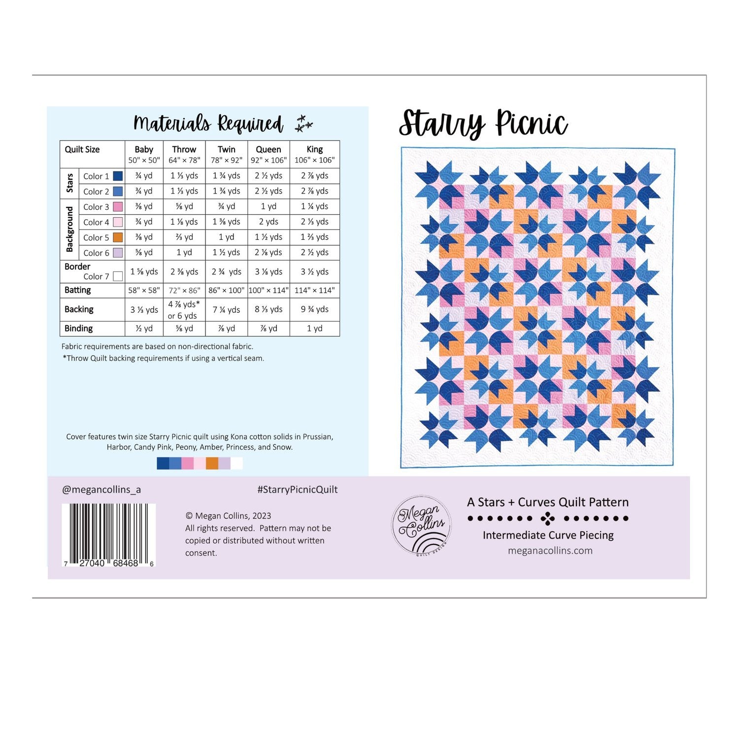 Starry Picnic Quilt Pattern- Printed