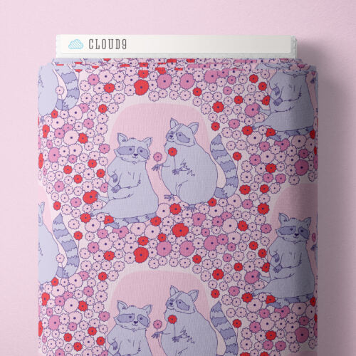 Forest Friends || Sweet Raccoons || Organic Cotton Quilting Fabric