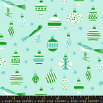 PREORDER MERRY HAPPY || Baubles Mint || Cotton Quilting Fabric