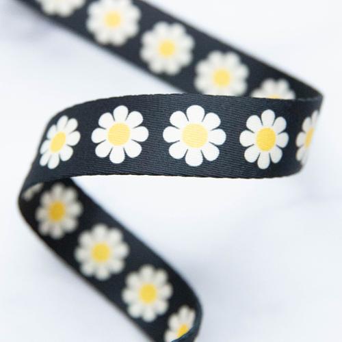 1" Daisies Yellow Webbing || Half Yard