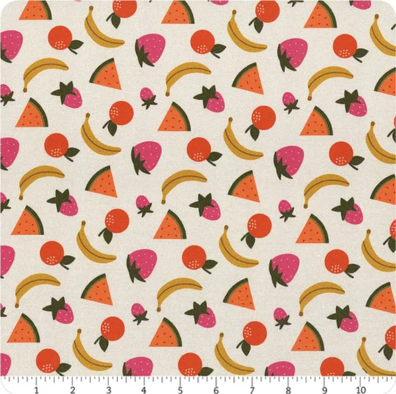 5-YARD BACKING Joyful June || Fruits Cream || Cotton Quilting Fabric