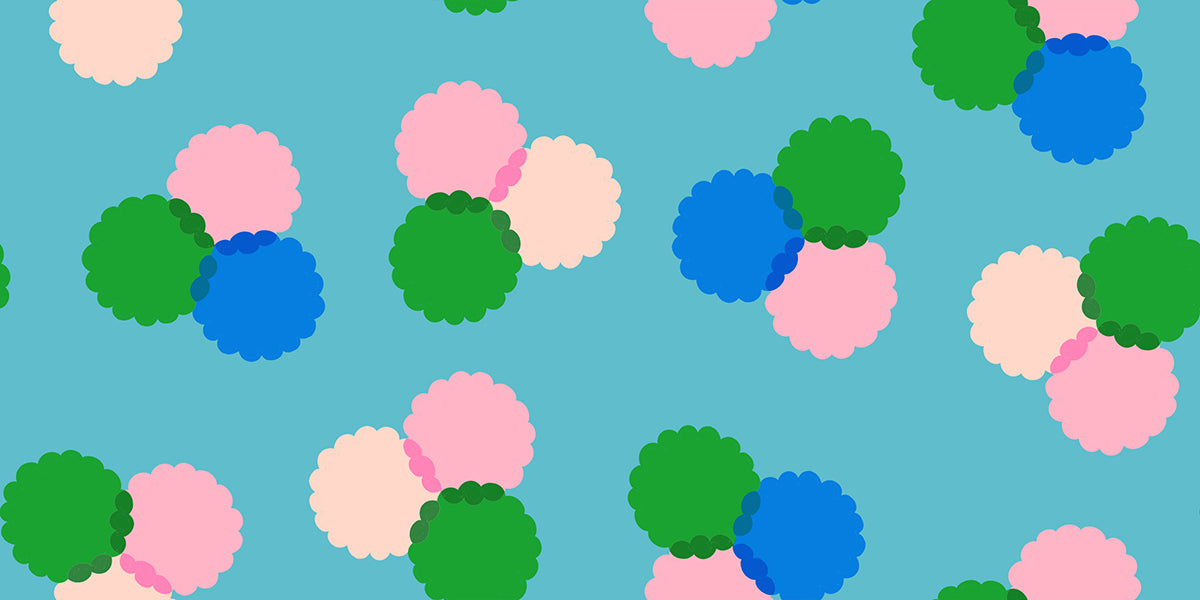 PREORDER Sparkle Mart || Puffs Dark Turquoise || Cotton Quilting Fabric