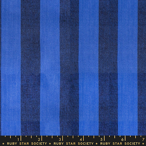 PREORDER Warp & Weft Daisy Days || Clothesline Stripe Blue || Woven Fabric