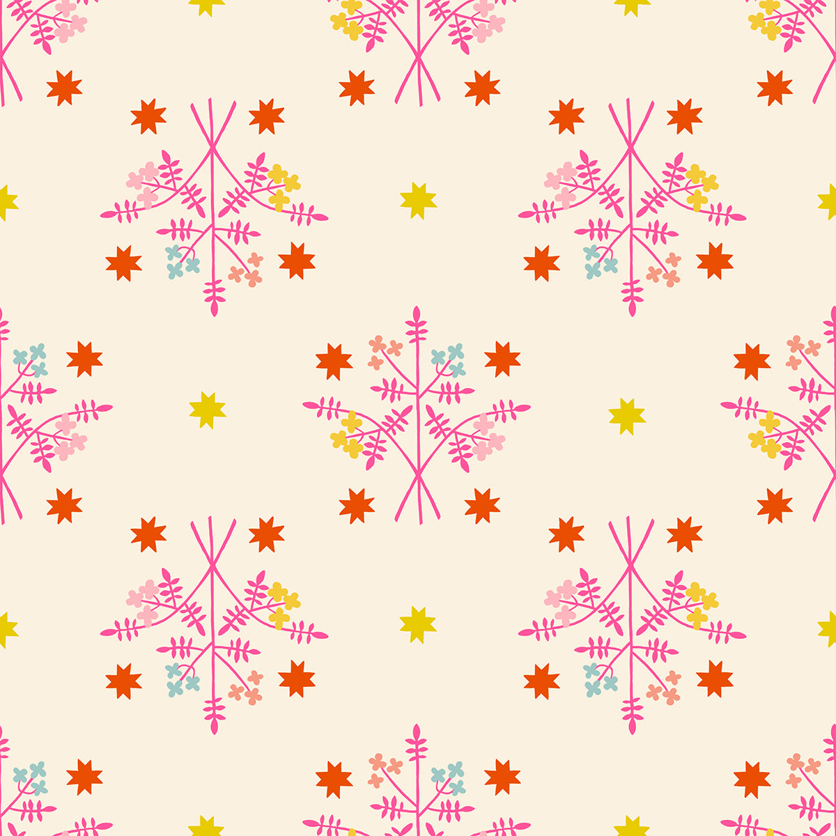 PREORDER 1-800-Calico || Bouquet Neon Pink || Cotton Quilting Fabric