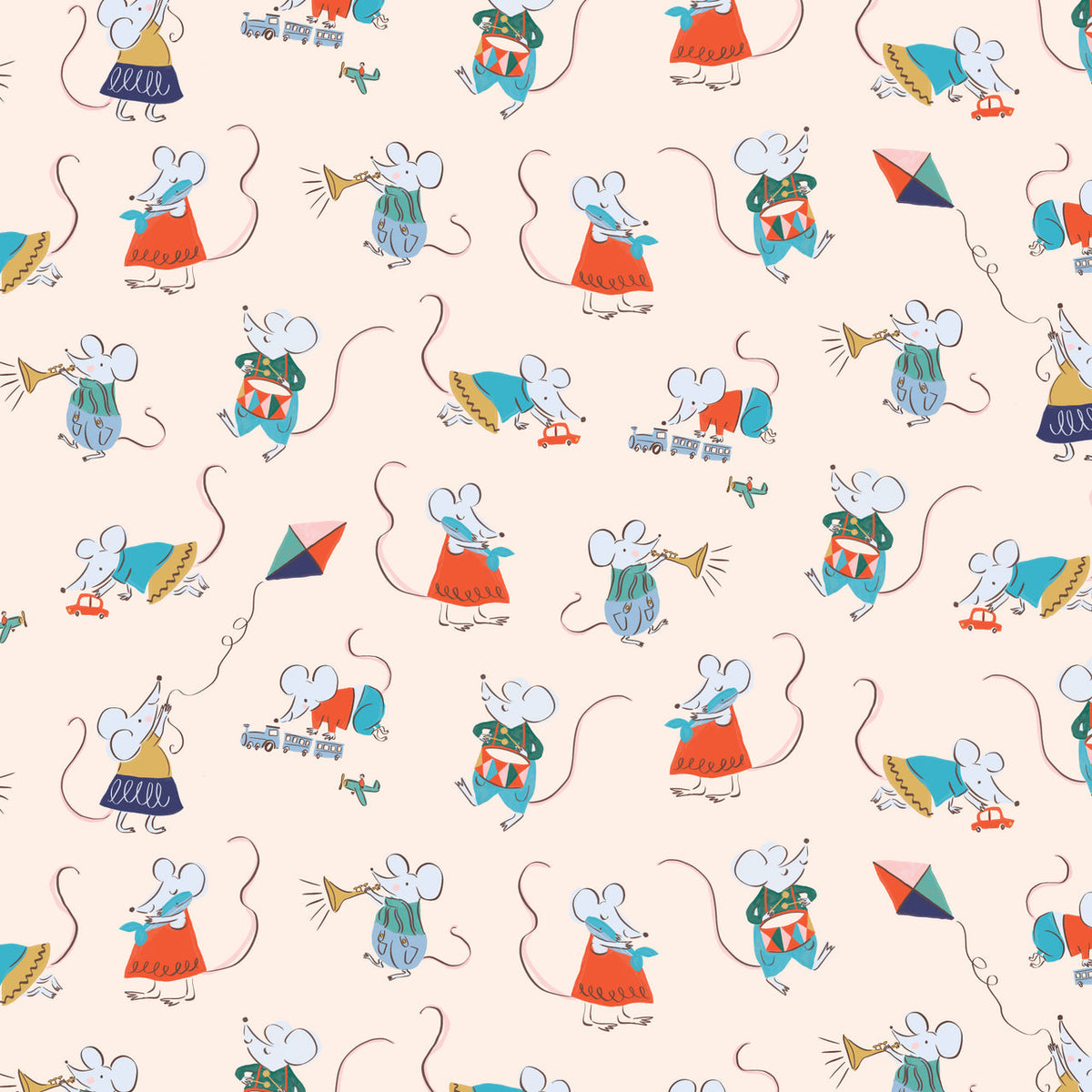 House Mouse || MOONLIT NIGHT BLUE || Organic Cotton Quilting Fabric HALF YARD