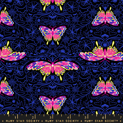 PREORDER Glow Garden || Morning Moth Black || Cotton Quilting Fabric