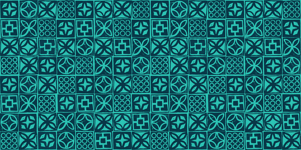 PREORDER Poolside Too || Architectural Blocks Peacock || Cotton Quilting Fabric