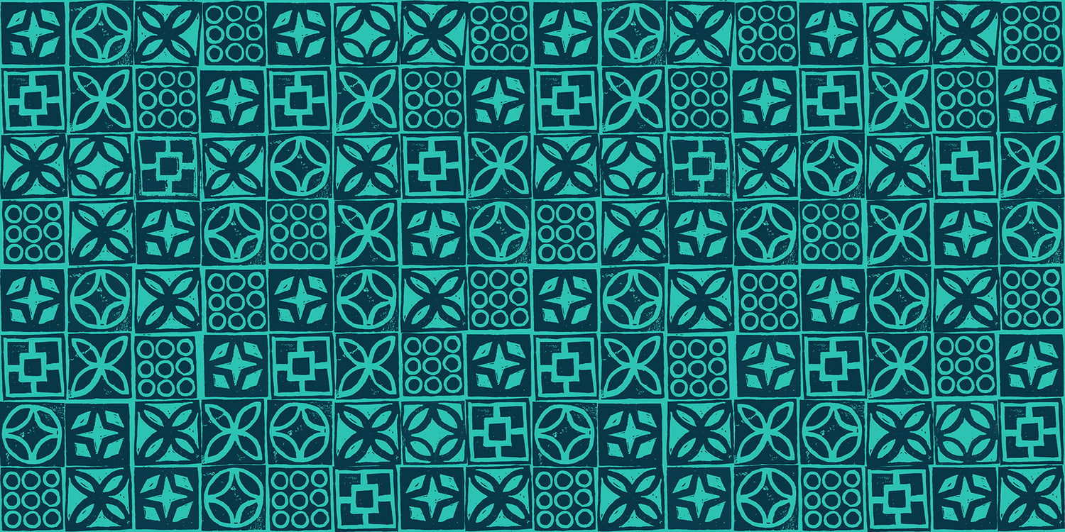 PREORDER Poolside Too || Architectural Blocks Peacock || Cotton Quilting Fabric