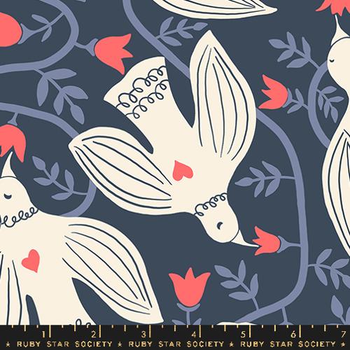 Endpaper || Hummingbirds Smoke || Linen Canvas || Half Yard