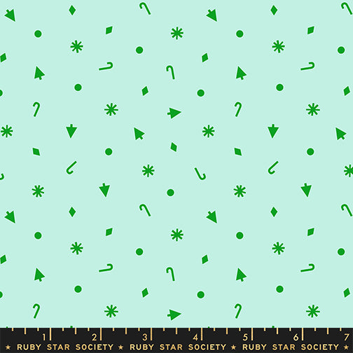 PREORDER MERRY HAPPY || Christmas Confetti Mint || Cotton Quilting Fabric