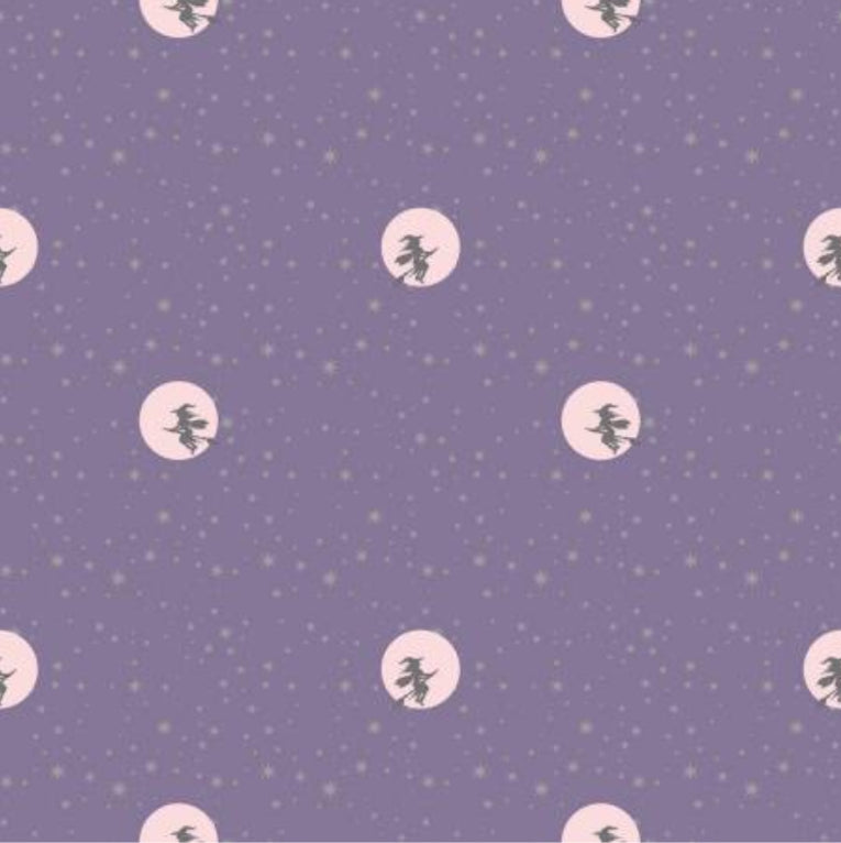 SPOOKY SCHOOLHOUSE || Starry Night Lilac || Cotton Quilting Fabric