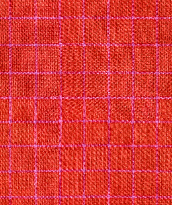 PREORDER Warp and Weft Mystic Fable || Small Windowpane Red || Cotton Woven Quilting Fabric