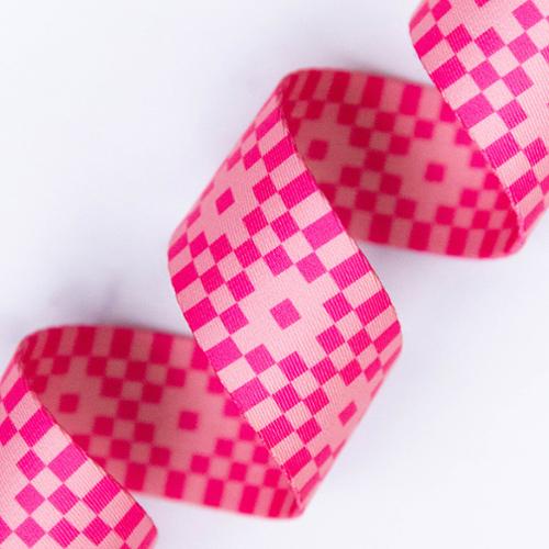 1.5" Bitmapped Neon Pink Webbing || Half Yard