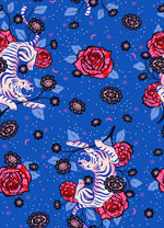 PREORDER Ink Shop || Tiger Rose Blue Ribbon || Cotton Quilting Fabric
