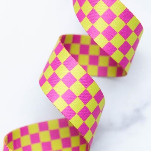 1.5" Citron Check Webbing || Half Yard