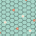 Homestead Haven || Floral Chicken Wire Blue || Organic Cotton Quilting Fabric