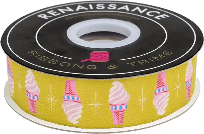 Designer Renaissance Ribbons: Ice Cream in Golden Hour 1.25" BTY