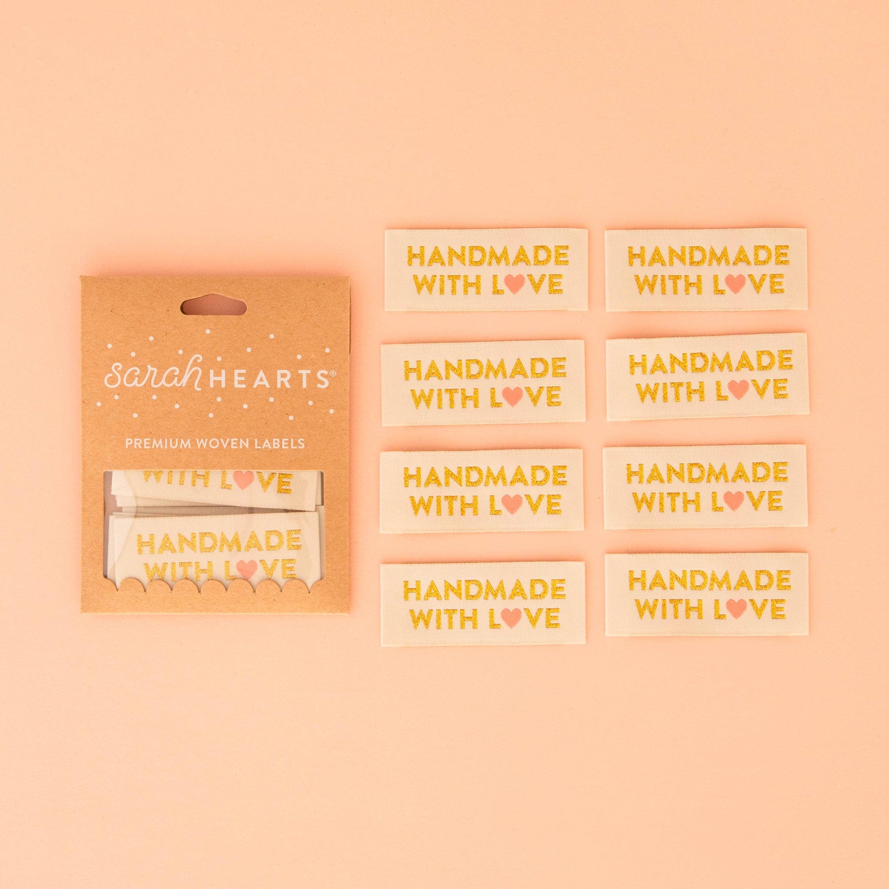Handmade with Love Gold Sewing Woven Labels Tags