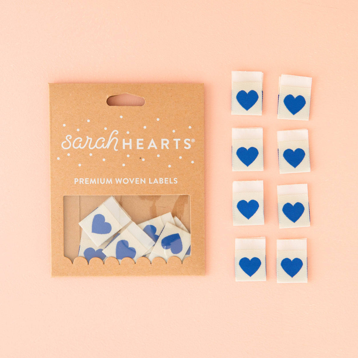 Blue Heart Woven Labels - Sewing Woven Clothing Label Tags