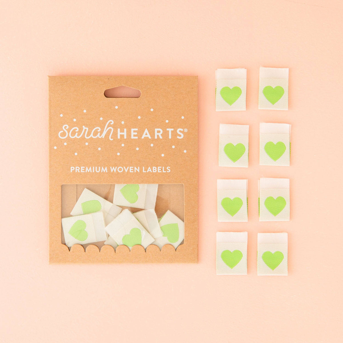 Green Heart Woven Labels - Sewing Woven Clothing Label Tags