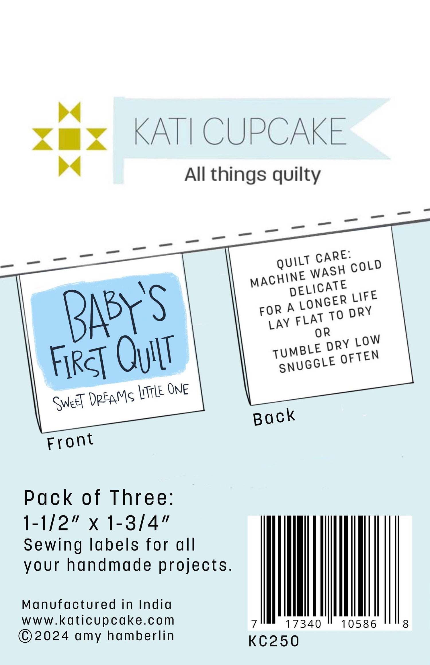 Baby’s First Quilt Label Pack -Blue